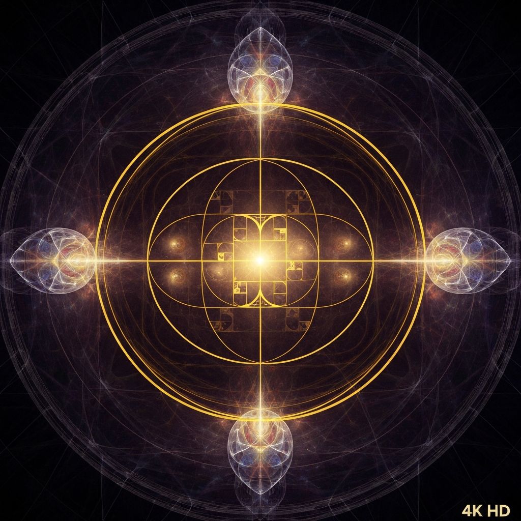 Sacred geometry with divine light emanating from center